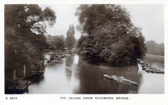 Richmond Corporation Island,Richmond the Thames from Bridge looking downstream,river view